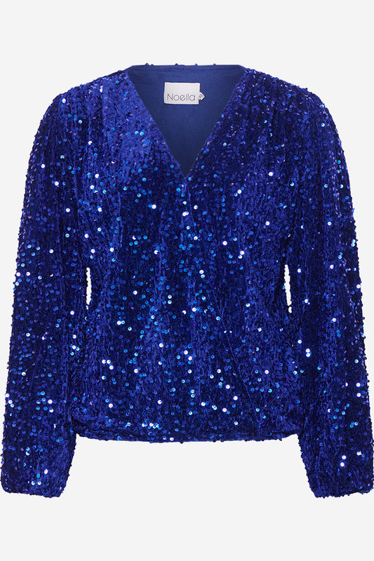 Noellas Teagan Wrap Blouse Royal Blue. Køb Bluser hos www.noellafashion.dk