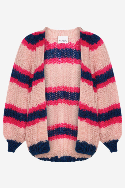 Noellas Vera Knit Cardigan  Rose/Fuchsia/Navy. Køb Cardigans hos www.noellafashion.dk