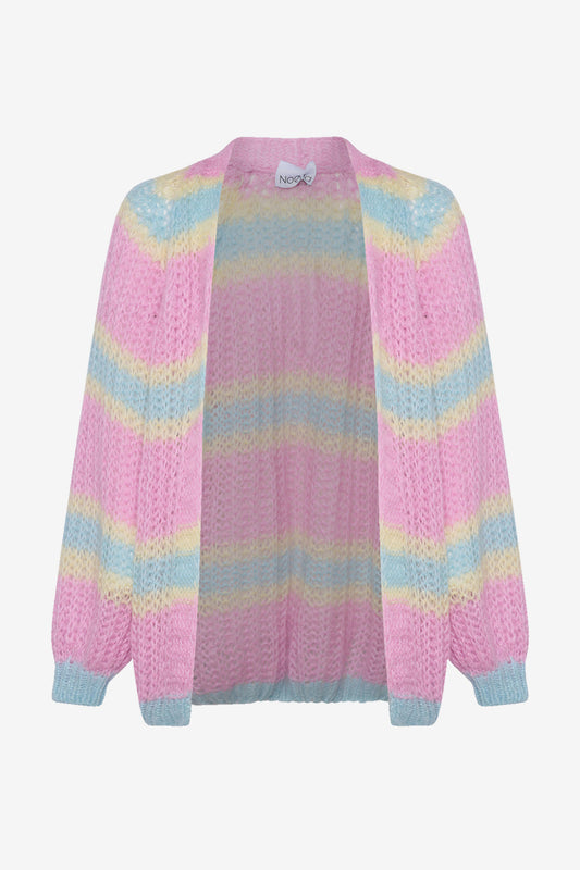 Noellas Vera Knit Cardigan Pink/Light Blue/Yellow pastel. Køb Cardigans hos www.noellafashion.dk