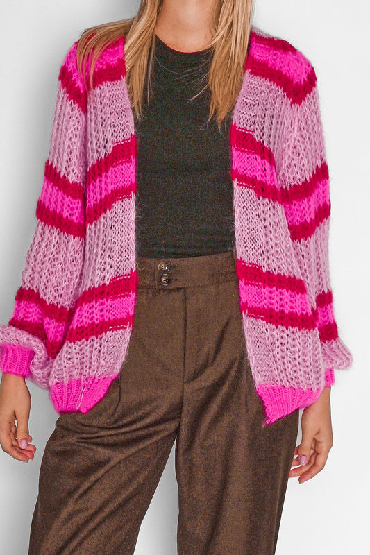 Vera Knit Cardigan Berry Red Mix