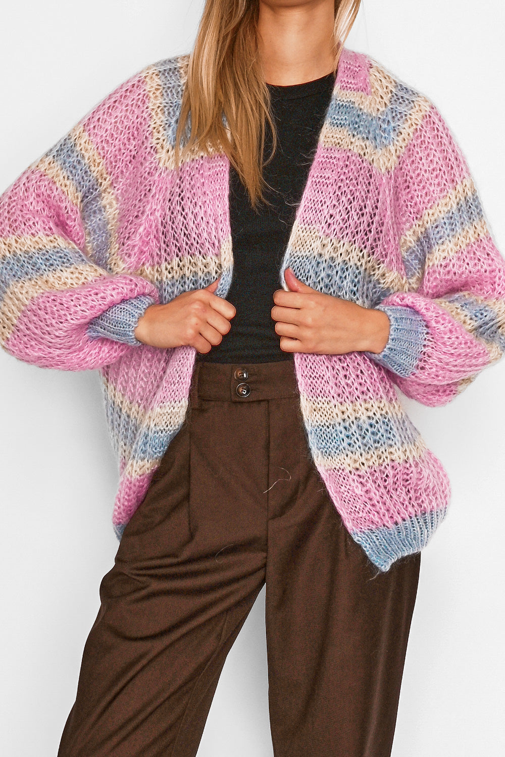 Vera Knit Cardigan Pink Blue Mix