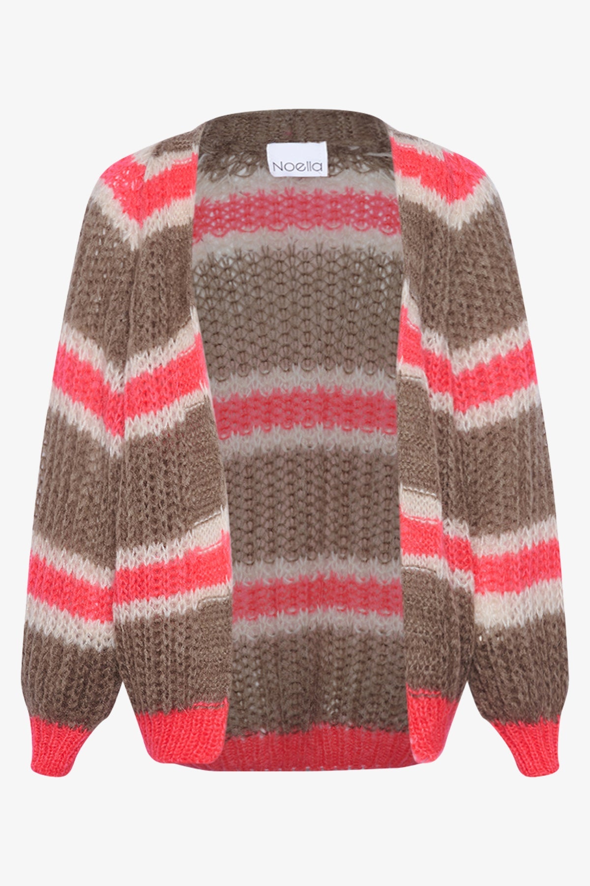 Noellas Vera Knit Cardigan  Brown Pink Mix. Køb Striktrøjer hos www.noellafashion.dk